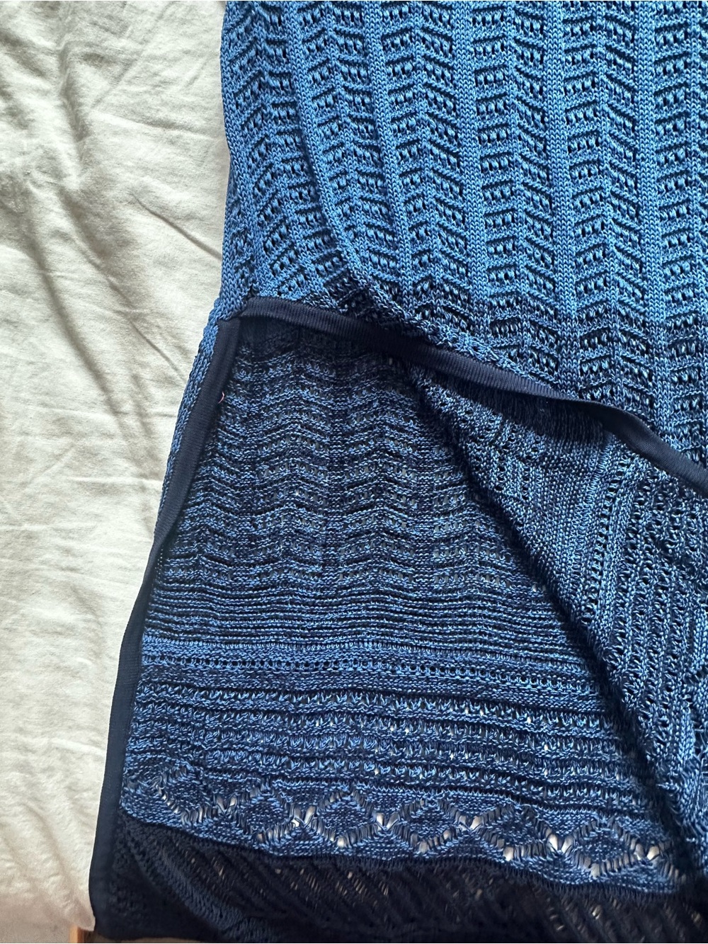 Tony by Ronny Kobo Ombré Crochet Knit Sleeveless Maxi Dress Blue Size M - Picture 4 of 10